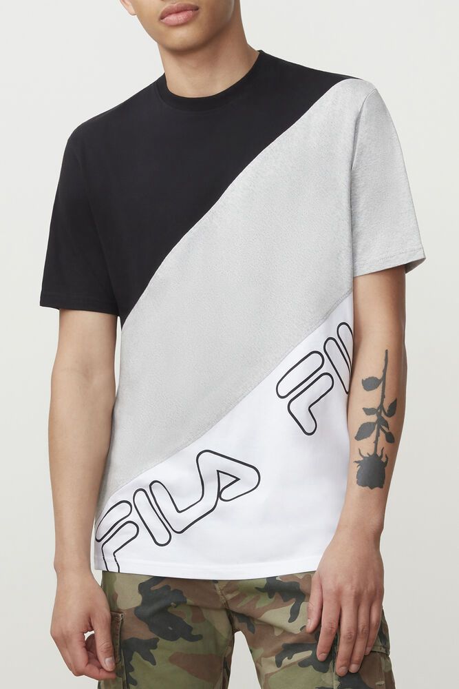 Fila T-Shirt Mens Black/Grey/White Grove - Ireland 31879-RPGE